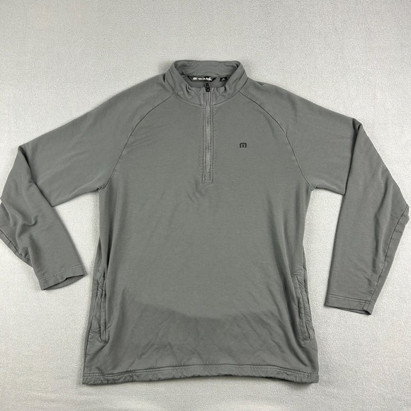 Travis Mathew Sweater Mens Medium Gray Networking Quarter Zip Pullover Golf Soft - Picture 1 of 7